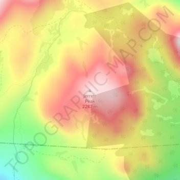 Carte topographique Jerrett Peak, altitude, relief