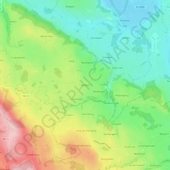 Carte topographique Wolfen, altitude, relief