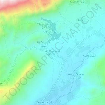 Carte topographique Ait Massoud, altitude, relief