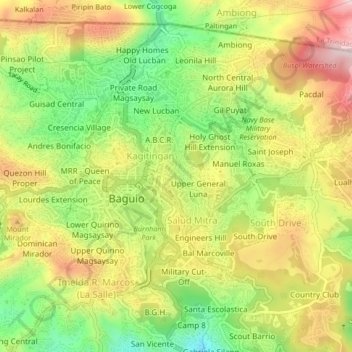 Carte topographique Lower General Luna, altitude, relief