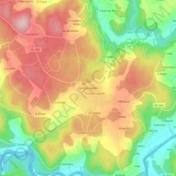 Carte topographique Camporrapado, altitude, relief