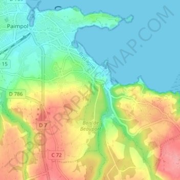 Carte topographique Gravelodic, altitude, relief