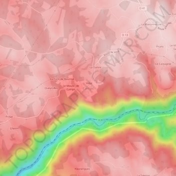 Carte topographique Camps, altitude, relief