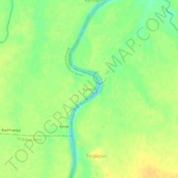 Carte topographique Konta, altitude, relief