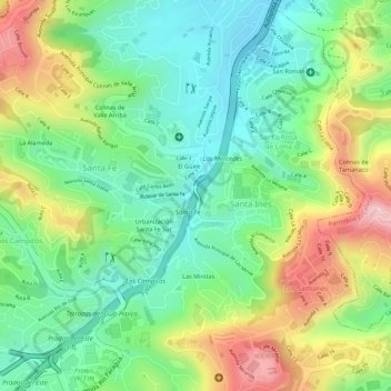 Carte topographique Distribuidor Santa Fe, altitude, relief