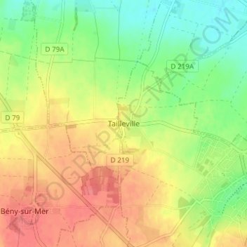 Carte topographique Tailleville, altitude, relief
