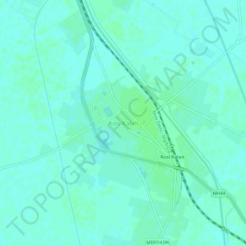 Carte topographique Kosi Kalan, altitude, relief