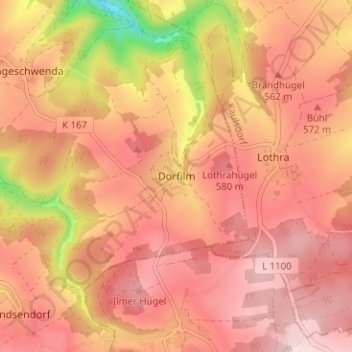 Carte topographique Dorfilm, altitude, relief