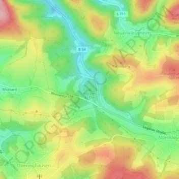 Carte topographique Nocken, altitude, relief