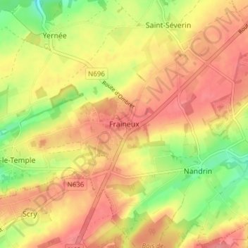 Carte topographique Fraineux, altitude, relief