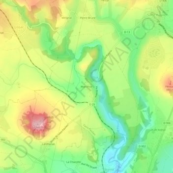 Carte topographique Marcilhac, altitude, relief