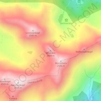 Carte topographique Wildhorn, altitude, relief