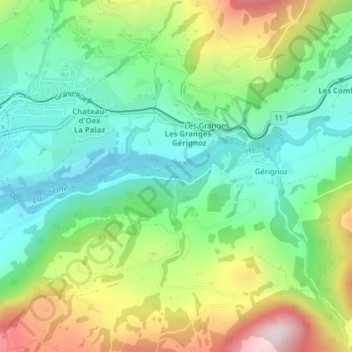 Carte topographique Cascade du Ramaclé, altitude, relief