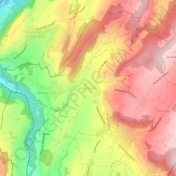 Carte topographique Vuarmarens, altitude, relief