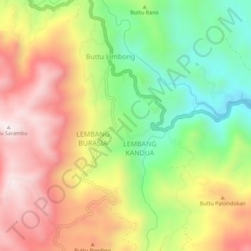 Carte topographique DUSUN KANDUA, altitude, relief
