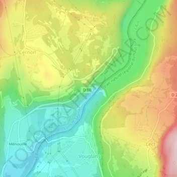 Carte topographique D 60, altitude, relief