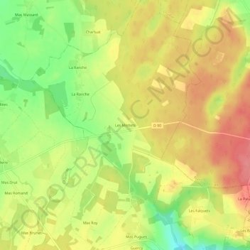 Carte topographique Les Mottets, altitude, relief