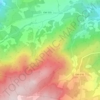 Carte topographique Penha de Prados, altitude, relief
