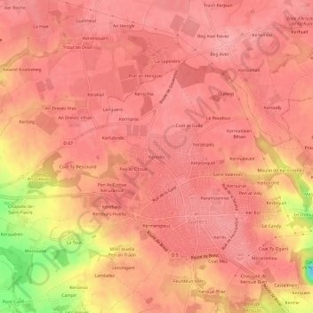 Carte topographique Keredec, altitude, relief