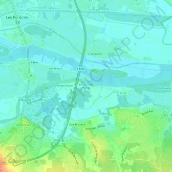 Carte topographique Les Grandes Plaines, altitude, relief