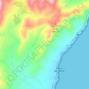 Carte topographique Despoblat d'Irta, altitude, relief