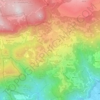 Carte topographique Cocca, altitude, relief
