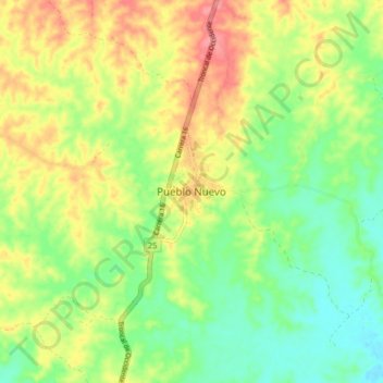 Carte topographique Pueblo Nuevo, altitude, relief