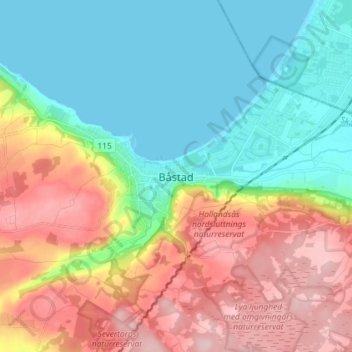 Carte topographique Båstad, altitude, relief