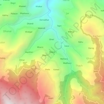 Carte topographique Pharal, altitude, relief
