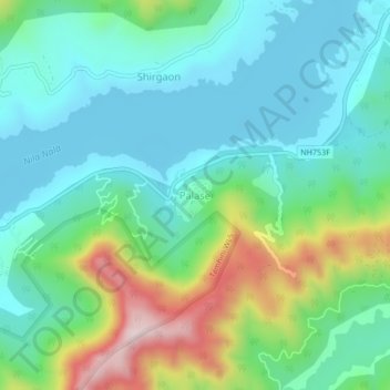 Carte topographique Palase, altitude, relief