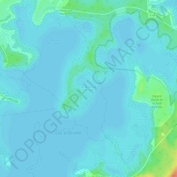 Carte topographique Lac de la Forêt d'Orient, altitude, relief