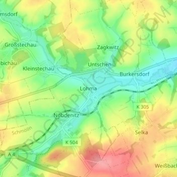 Carte topographique Lohma, altitude, relief