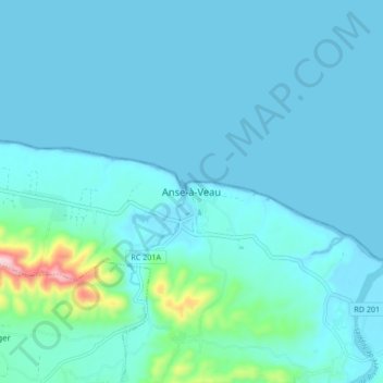 Carte topographique Anse-à-Veau, altitude, relief