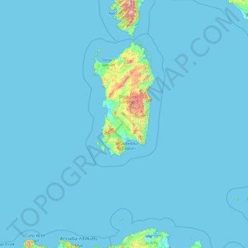 Carte topographique Sud Sardegna, altitude, relief