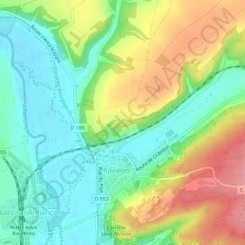 Carte topographique Rue Moise, altitude, relief