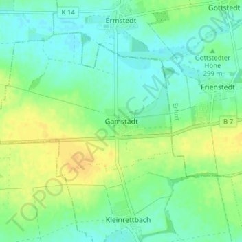 Carte topographique Gamstädt, altitude, relief