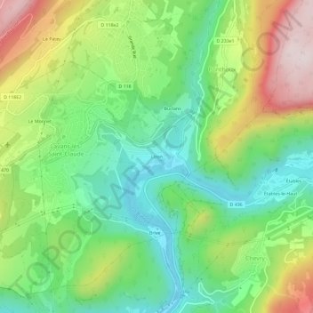 Carte topographique Lizon, altitude, relief