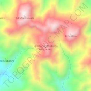 Carte topographique Lembang Mesakada, altitude, relief