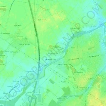 Carte topographique Montraversier, altitude, relief