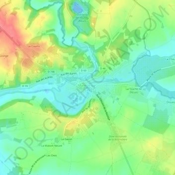Carte topographique Mareuil-sur-Lay, altitude, relief