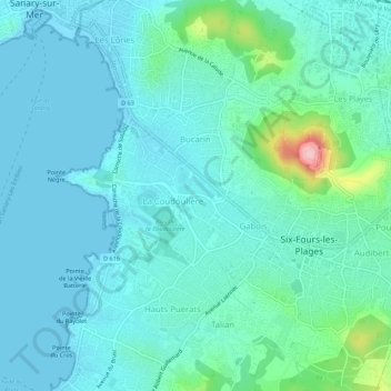 Carte topographique La Coudoulière, altitude, relief