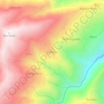 Carte topographique Dombu, altitude, relief