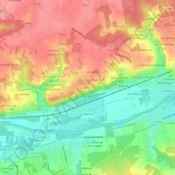 Carte topographique La Bernerie, altitude, relief
