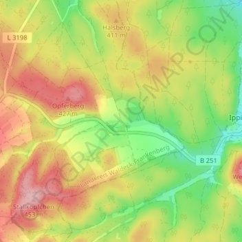 Carte topographique Höhnscheid, altitude, relief
