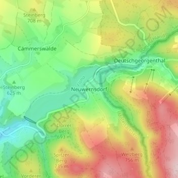 Carte topographique Neuwernsdorf, altitude, relief
