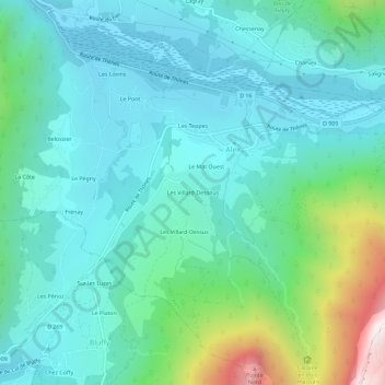 Carte topographique Les Villard-Dessous, altitude, relief