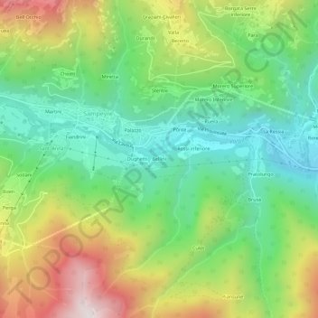 Carte topographique Bellini, altitude, relief