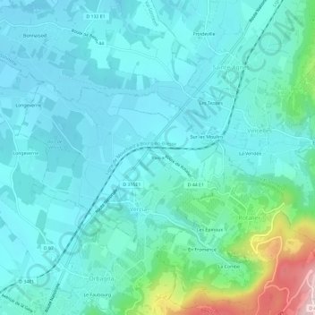 Carte topographique Paisia, altitude, relief