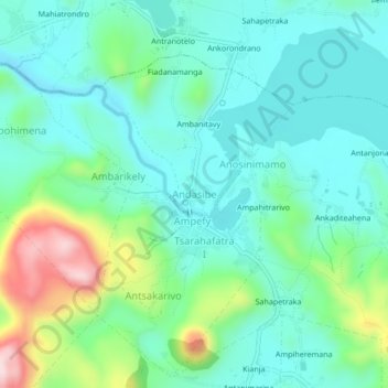 Carte topographique Andasibe, altitude, relief