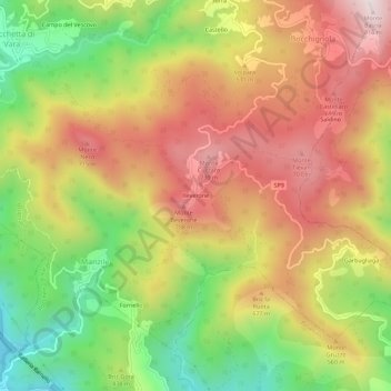 Carte topographique Beverone, altitude, relief